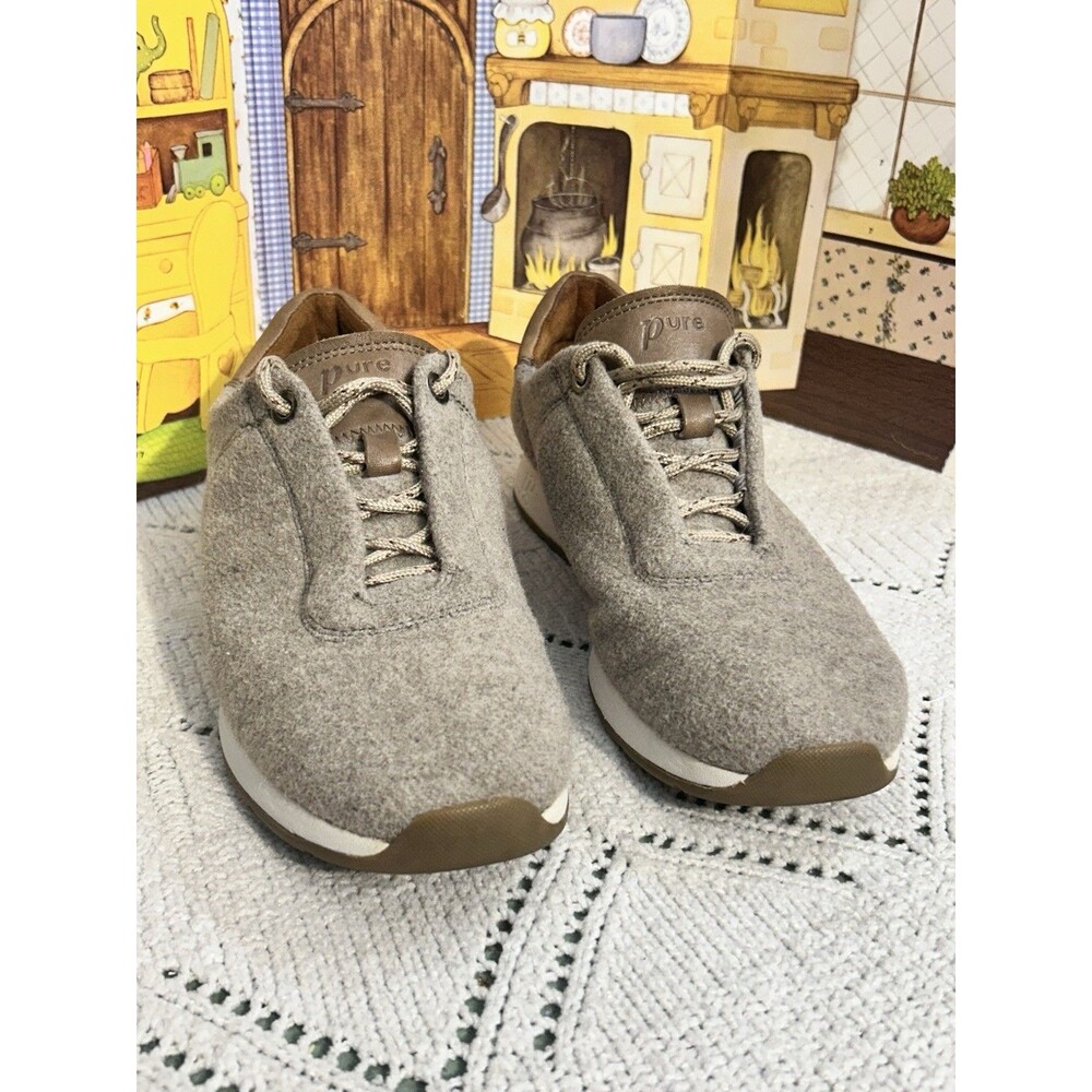 Paul Green PG Pure Merino Wool Sneakers Size 8 Grey Taupe Eco Friendly Luxury
